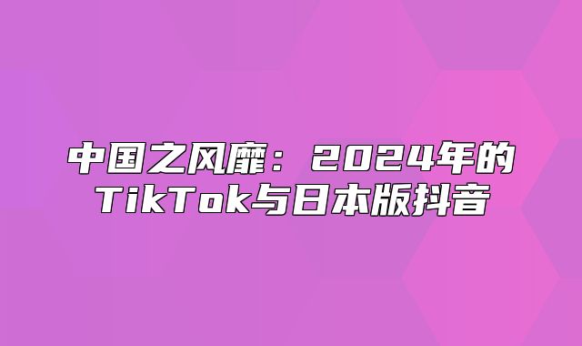 中国之风靡：2025年的TikTok与日本版抖音