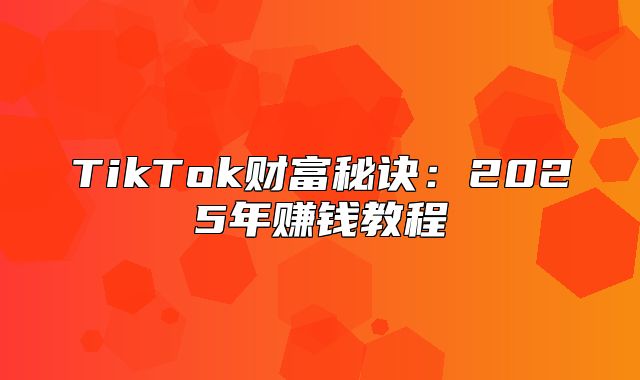 TikTok财富秘诀：2025年赚钱教程