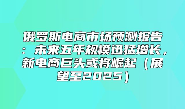 俄罗斯电商市场预测报告：未来五年规模迅猛增长，新电商巨头或将崛起展望至2025