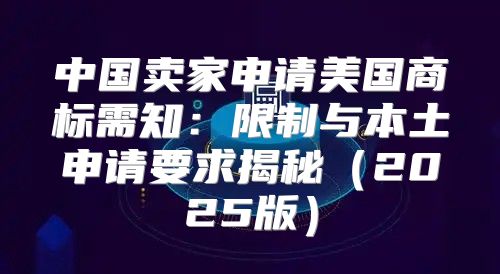 中国卖家申请美国商标需知：限制与本土申请要求揭秘2025版
