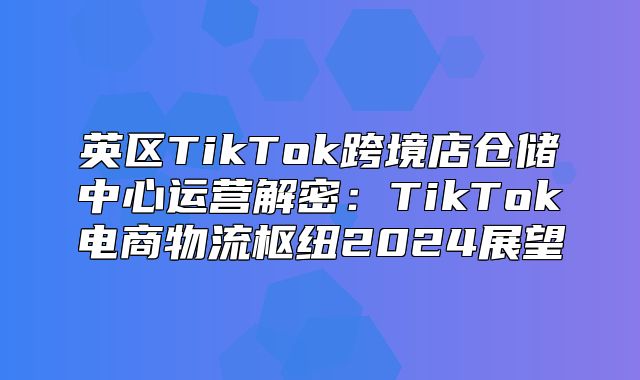 英区TikTok跨境店仓储中心运营解密：TikTok电商物流枢纽2025展望