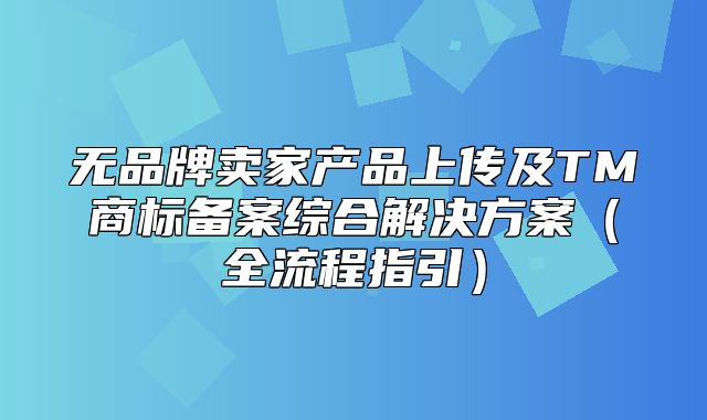 无品牌卖家产品上传及TM商标备案综合解决方案全流程指引