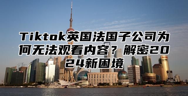 Tiktok英国法国子公司为何无法观看内容？解密2025新困境