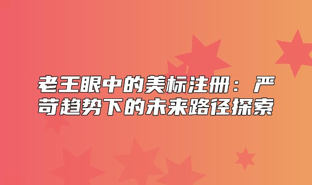 老王眼中的美标注册：严苛趋势下的未来路径探索