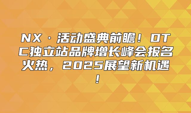 NX·活动盛典前瞻！DTC独立站品牌增长峰会报名火热，2025展望新机遇！