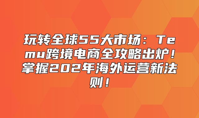 玩转全球55大市场：Temu跨境电商全攻略出炉！掌握202年海外运营新法则！
