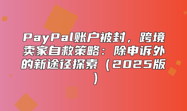 PayPal账户被封，跨境卖家自救策略：除申诉外的新途径探索2025版