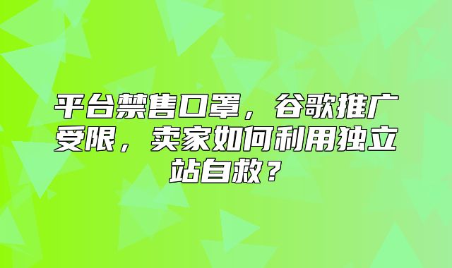 平台禁售口罩，谷歌推广受限，卖家如何利用独立站自救？