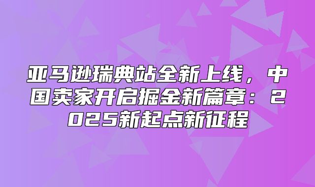 亚马逊瑞典站全新上线，中国卖家开启掘金新篇章：2025新起点新征程