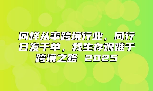 同样从事跨境行业，同行日发千单，我生存艰难于跨境之路 2025