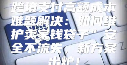 跨境支付高额成本难题解决：如何维护卖家钱袋子”安全不流失，新方案出炉！