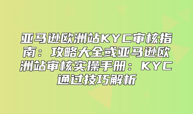 亚马逊欧洲站KYC审核指南：攻略大全或亚马逊欧洲站审核实操手册：KYC通过技巧解析