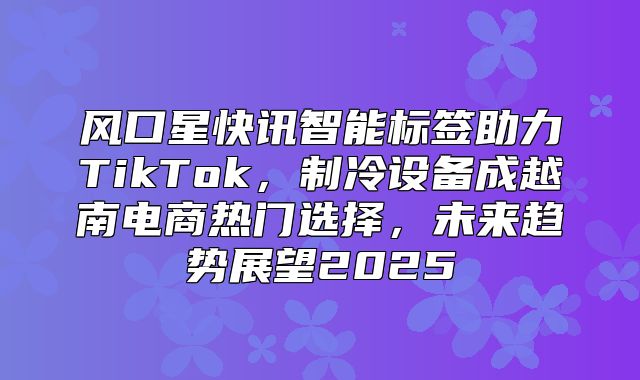 风口星快讯智能标签助力TikTok，制冷设备成越南电商热门选择，未来趋势展望2025