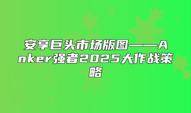 安享巨头市场版图——Anker强者2025大作战策略