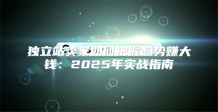 独立站卖家如何把握趋势赚大钱：2025年实战指南
