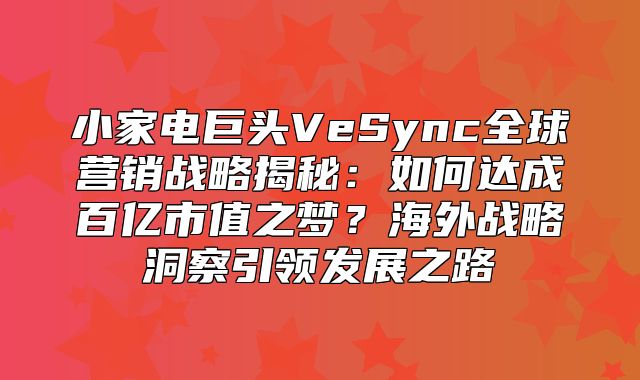 小家电巨头VeSync全球营销战略揭秘：如何达成百亿市值之梦？海外战略洞察引领发展之路