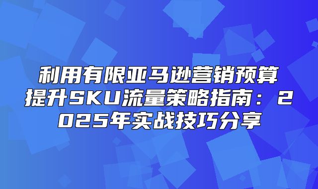 利用有限亚马逊营销预算提升SKU流量策略指南：2025年实战技巧分享