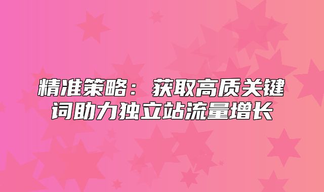 精准策略：获取高质关键词助力独立站流量增长