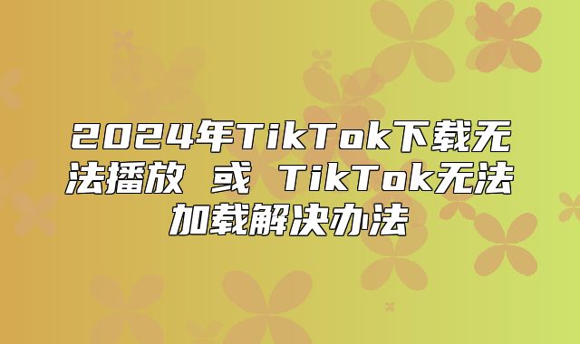 2025年TikTok下载无法播放 或 TikTok无法加载解决办法