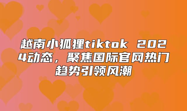 越南小狐狸tiktok 2025动态，聚焦国际官网热门趋势引领风潮