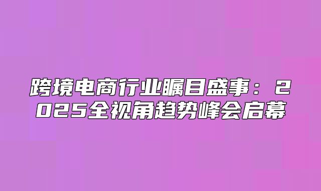 跨境电商行业瞩目盛事：2025全视角趋势峰会启幕