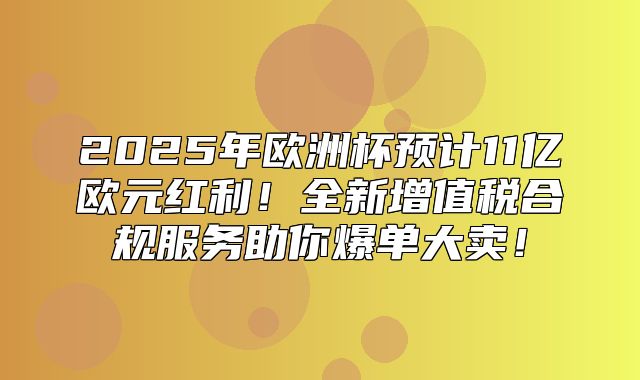 2025年欧洲杯预计11亿欧元红利！全新增值税合规服务助你爆单大卖！
