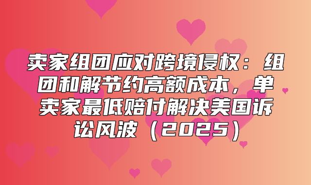 卖家组团应对跨境侵权：组团和解节约高额成本，单卖家最低赔付解决美国诉讼风波2025