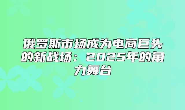 俄罗斯市场成为电商巨头的新战场：2025年的角力舞台