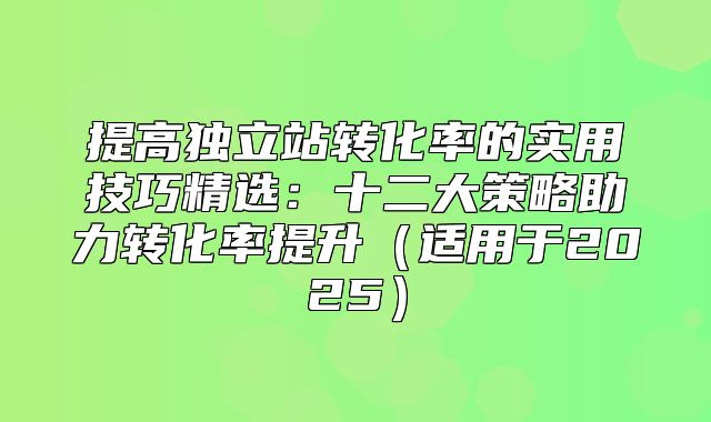 提高独立站转化率的实用技巧精选：十二大策略助力转化率提升适用于2025