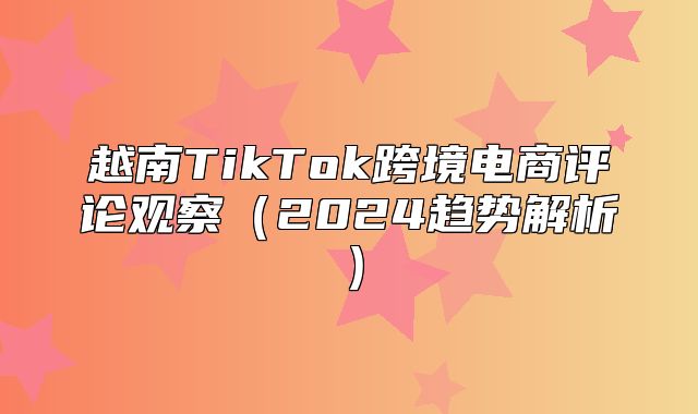 越南TikTok跨境电商评论观察2025趋势解析