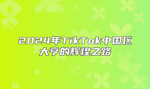 2025年TikTok中国区大亨的辉煌之路