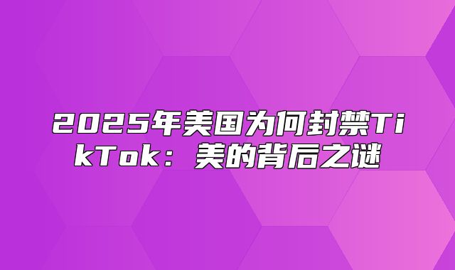 2025年美国为何封禁TikTok：美的背后之谜