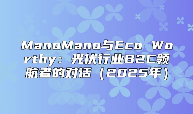 ManoMano与Eco Worthy：光伏行业B2C领航者的对话2025年