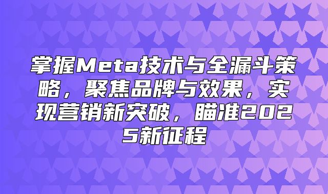 掌握Meta技术与全漏斗策略，聚焦品牌与效果，实现营销新突破，瞄准2025新征程