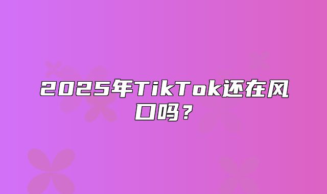 2025年TikTok还在风口吗？