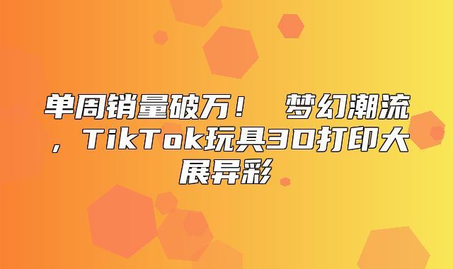 单周销量破万！ 梦幻潮流，TikTok玩具3D打印大展异彩