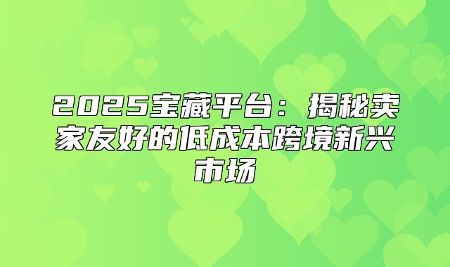 2025宝藏平台：揭秘卖家友好的低成本跨境新兴市场
