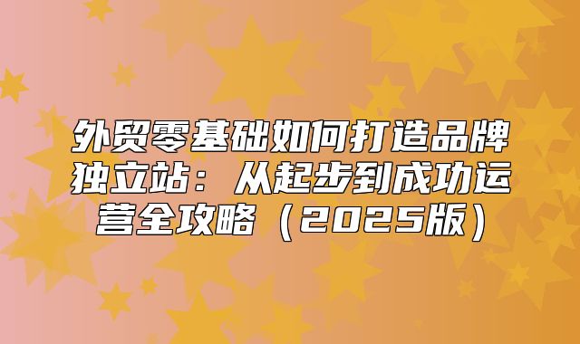 外贸零基础如何打造品牌独立站：从起步到成功运营全攻略2025版