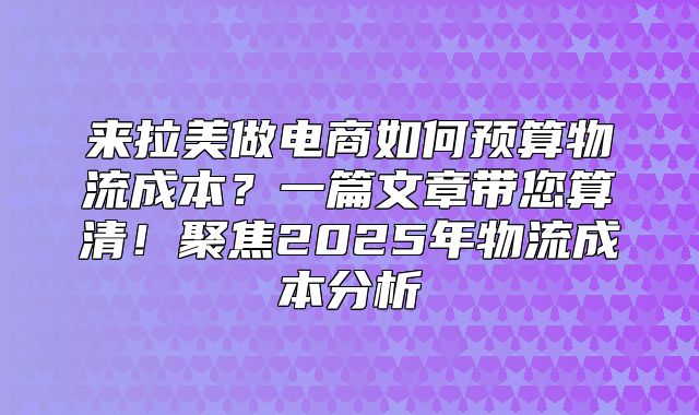 来拉美做电商如何预算物流成本？一篇文章带您算清！聚焦2025年物流成本分析