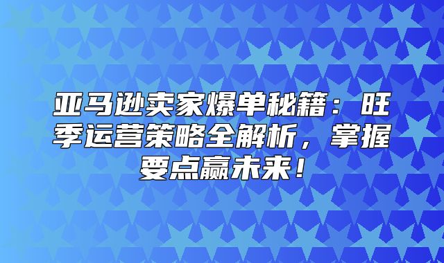亚马逊卖家爆单秘籍：旺季运营策略全解析，掌握要点赢未来！