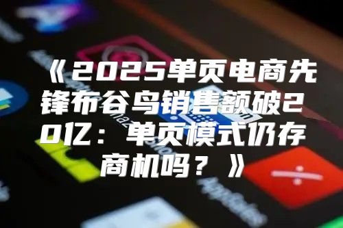 2025单页电商先锋布谷鸟销售额破20亿：单页模式仍存商机吗？