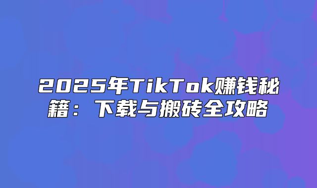 2025年TikTok赚钱秘籍：下载与搬砖全攻略