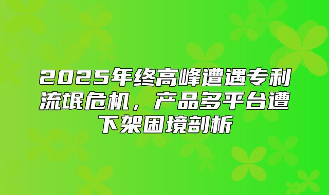 2025年终高峰遭遇专利流氓危机，产品多平台遭下架困境剖析