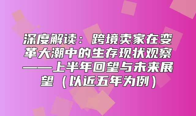 深度解读：跨境卖家在变革大潮中的生存现状观察——上半年回望与未来展望以近五年为例