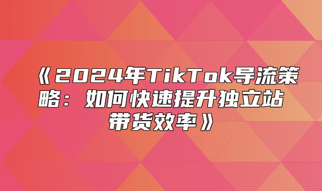 2025年TikTok导流策略：如何快速提升独立站带货效率