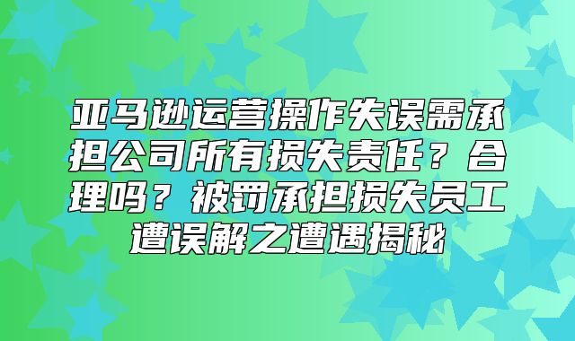 亚马逊运营操作失误需承担公司所有损失责任？合理吗？被罚承担损失员工遭误解之遭遇揭秘