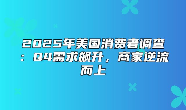 2025年美国消费者调查：Q4需求飙升，商家逆流而上