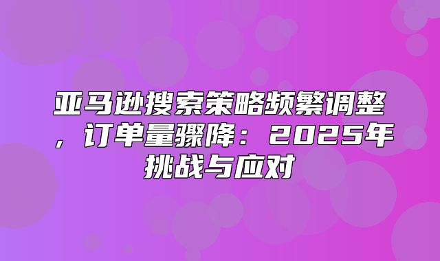 亚马逊搜索策略频繁调整，订单量骤降：2025年挑战与应对