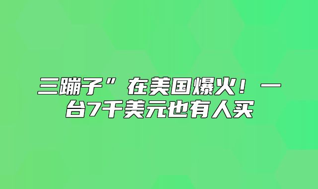 三蹦子”在美国爆火！一台7千美元也有人买
