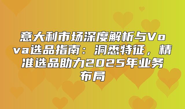 意大利市场深度解析与Vova选品指南：洞悉特征，精准选品助力2025年业务布局